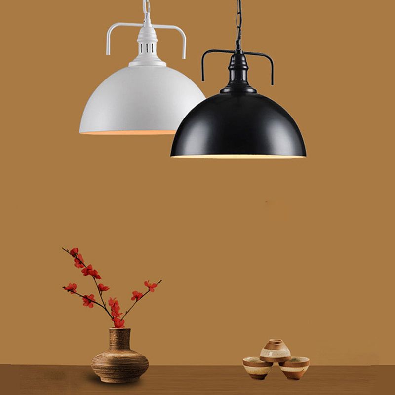 Dome Restaurant Drop Pendant Industrial Retro Style Metal 1 Light Hanging Ceiling Light