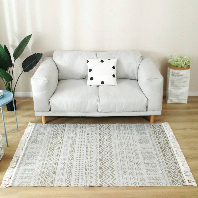 Bohemian Herringbone Pattern Rug Multicolor Cotton Carpet Stain Resistant Indoor Rug for Home Decor