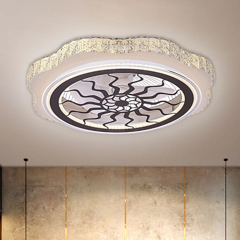 Sunflower/Plum Blossom/Star Patrón colgante Luz de ventilador Modernos de corte rectangular de 23.5 "W LED White Semi-Flush Monte