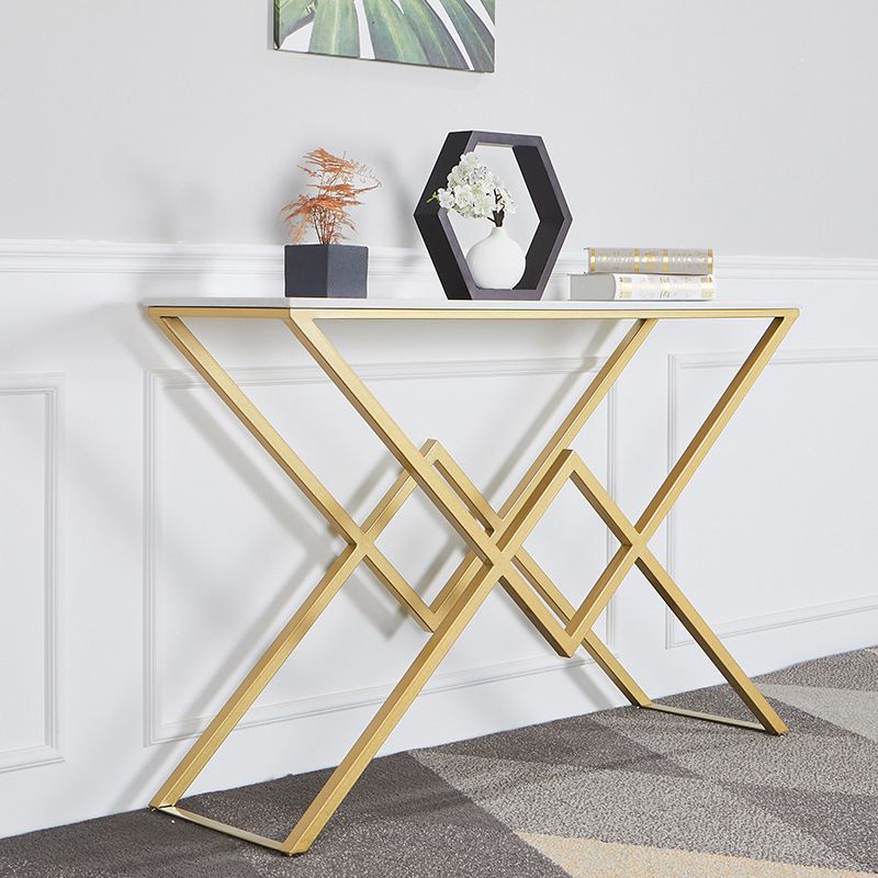 31.5" Tall Glam Accent Table 1-shelf Marble Console Table for Hall