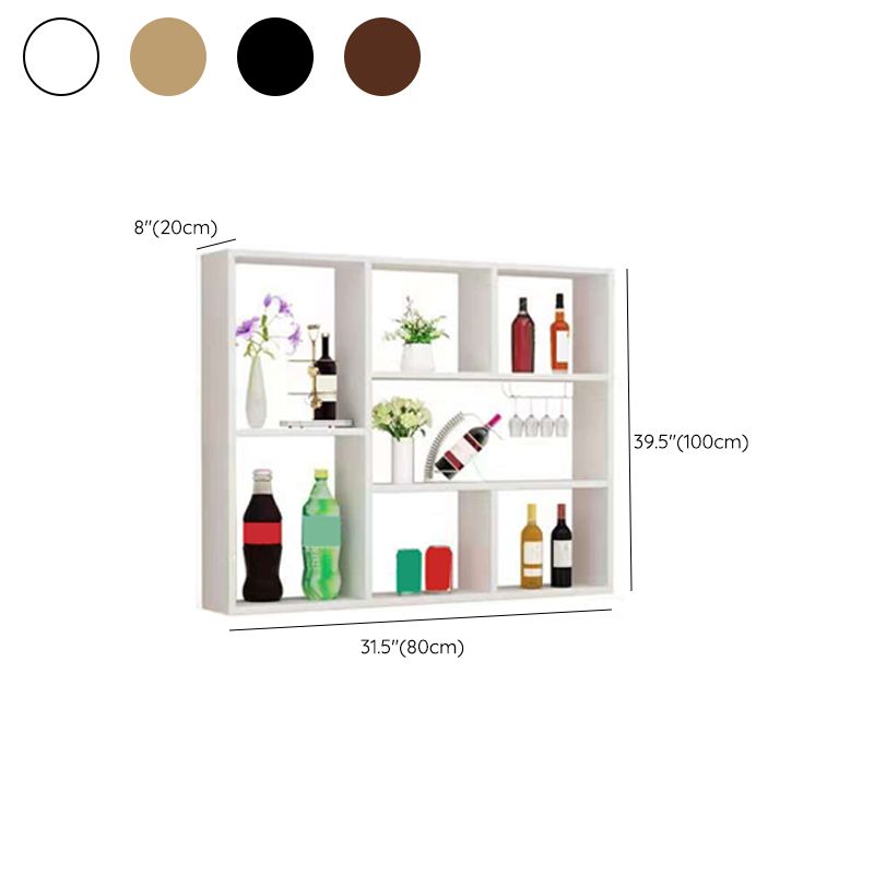 Manufactured Wood Modern Style Wine Bottle Holder Wall Mounted with Storage Shelves