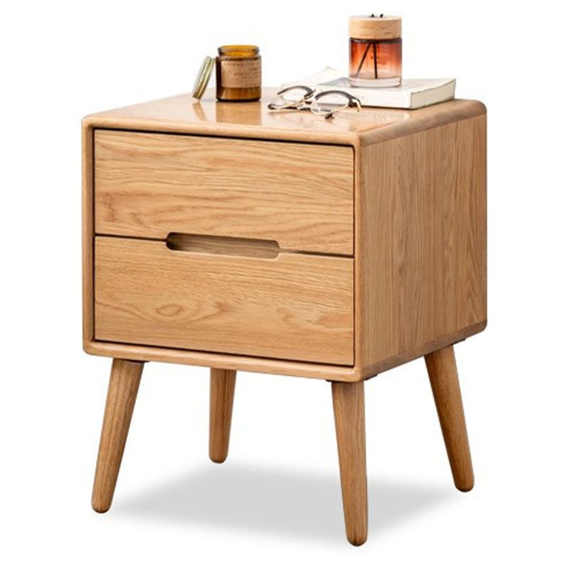 Scandinavian Wooden Bedside Cabinet with 2 Drawer for Bedroom