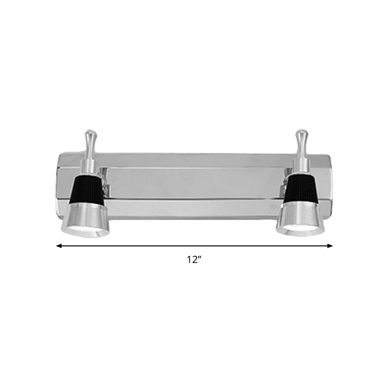 Modernist Cone Vanity Light Aluminum Warm/White Lighting 2/3-Light Bathroom Wall Lamp in Stainless Steel