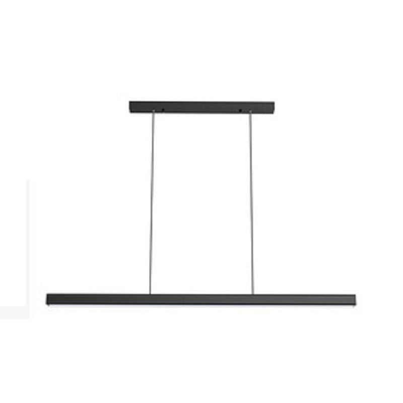 1 - Light Linear Kitchen Island Fixture Minimalist Aluminum Pendant Ceiling in Black