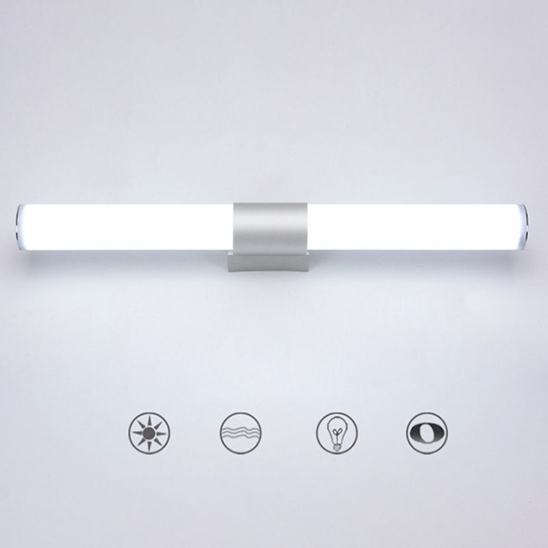 Iluminación de pared de pared de pared contemporánea acrílica plateada de 1 luces para el baño