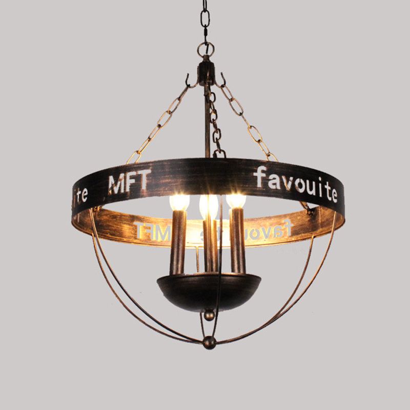 3 luces Candelier Lighting Style Farmhouse Flexion de metal de bronce antiguo