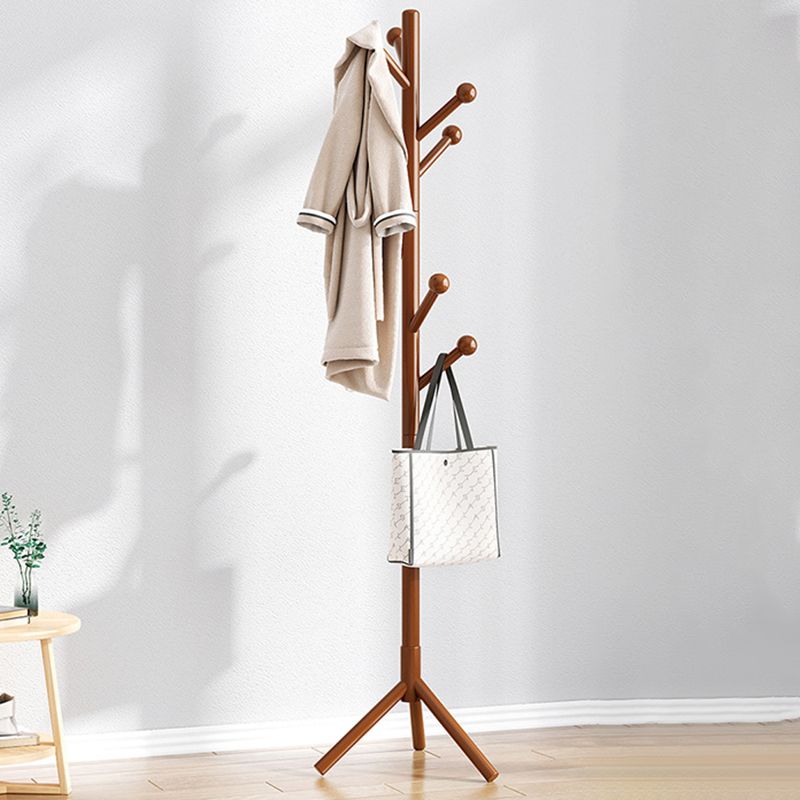 Modern Hall Tree Wood Entryway Kit with Hooks Free Standing Coat Hanger