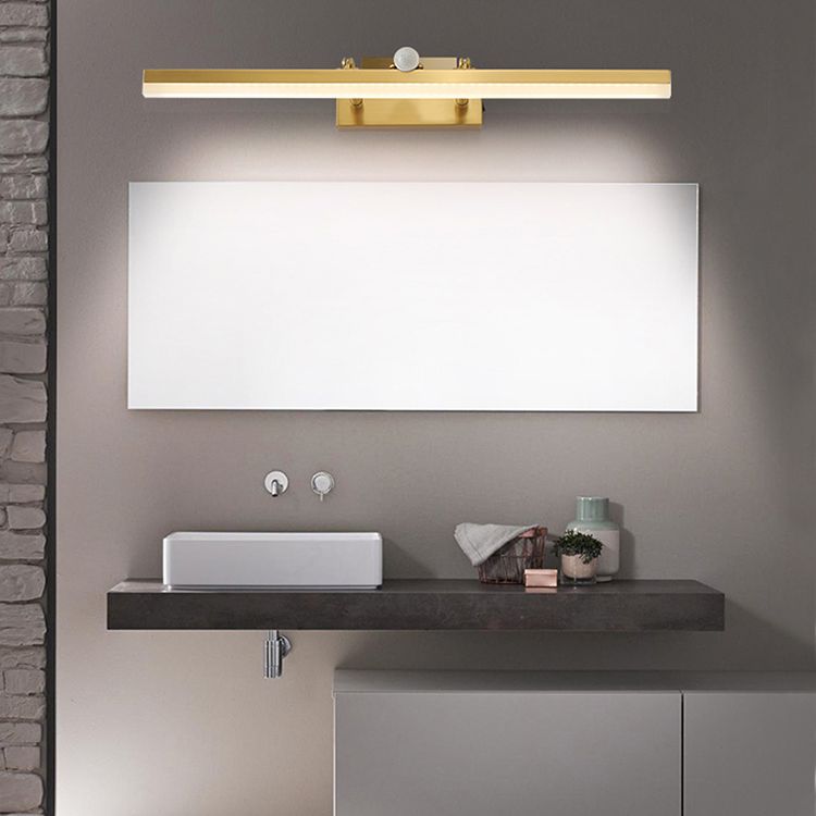 Modern Luxury Style Streamlined Wall Mounted Vanity Lights Copper Vanity Wall Light Fixtures with Intelligent Sensor