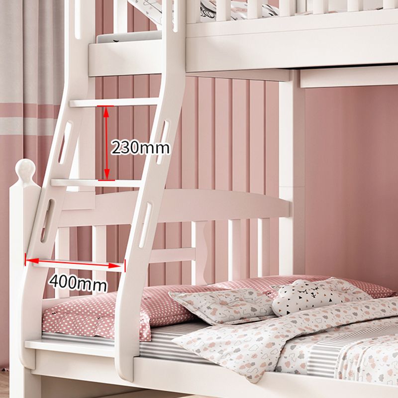 Traditional Style Kid Bed in White Solid Wood Standard Bunk Bed