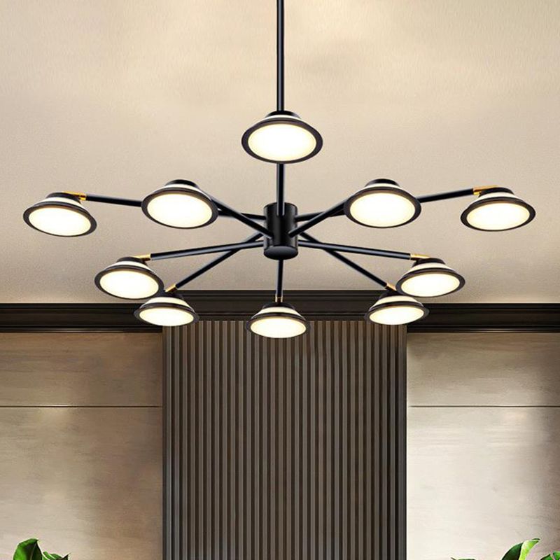 Black Starburst Chandelier Light Contemporary 10 Heads Metal Pendant Light Kit for Living Room