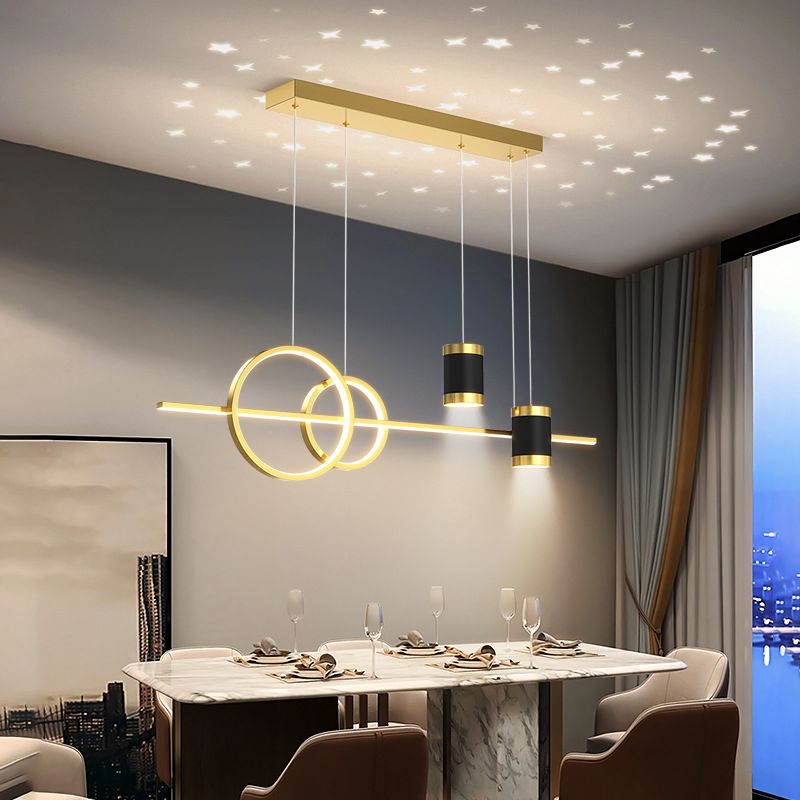 Modern Cylinder Island Lighting Metal 5 Light Island Lighting Fixture for Dining Room