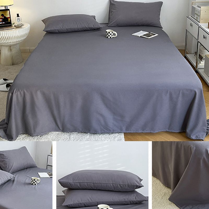 Cotton Plain Bed Sheet Breathable Fade Resistant Bed Sheet Set