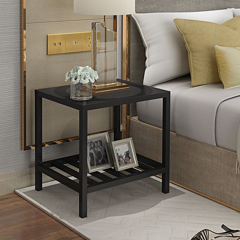 Metal 18 Inch H Nightstand Iron Open Storage Shelf Included Night Table with Legs