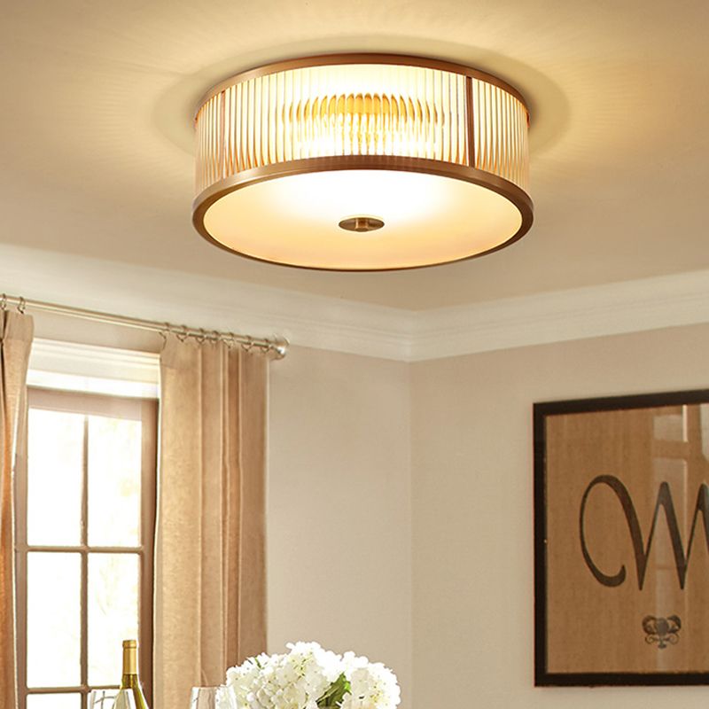 American Style Ceiling Lamp Glass Gold Flush Mount Lighting for Bedroom