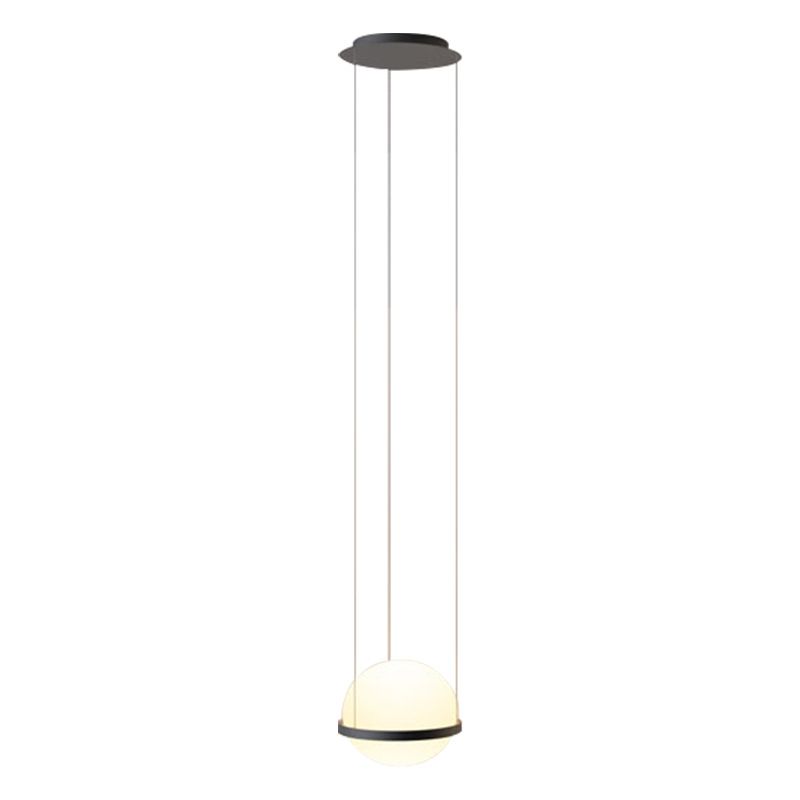 Sferische suspensiearmatuur Loft Style Wit glas Zwarte hanglampverlichting voor trap