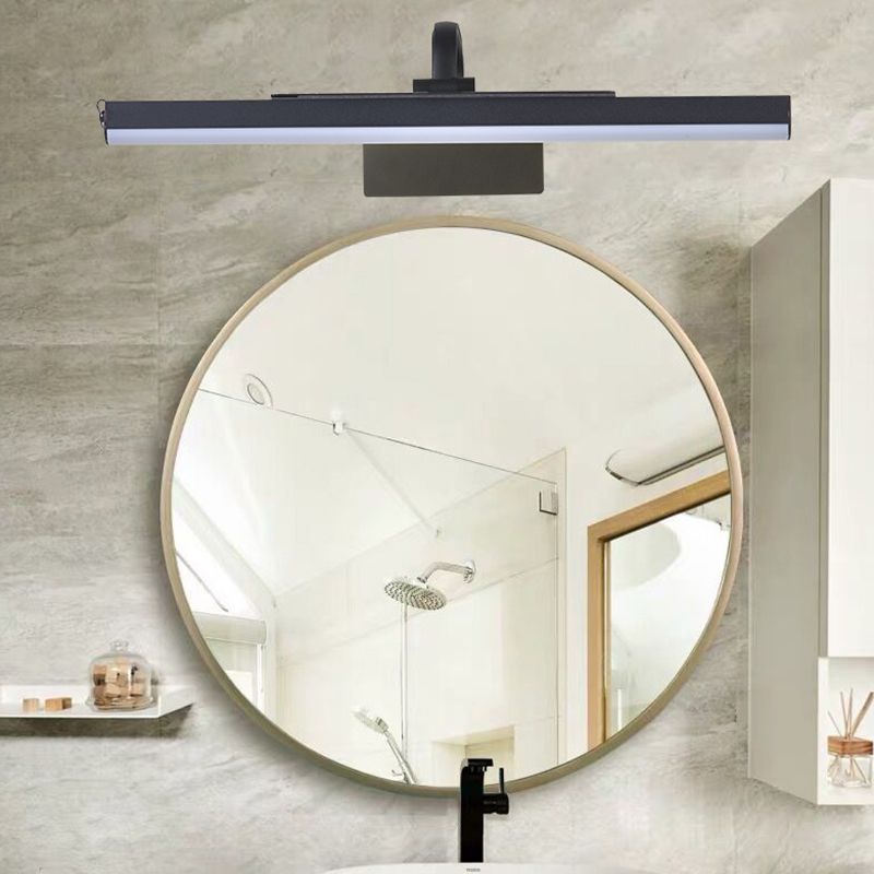 Linear Shape Metal Mirror Wall Lighting Modern 1 Light Mirror Wall Mount Fixture in Black