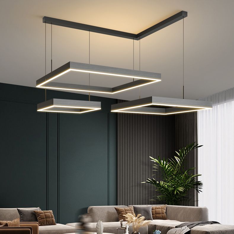 Modern Squared Shape Chandelier Lights Metal Chandelier Lighting Fixtures in Black