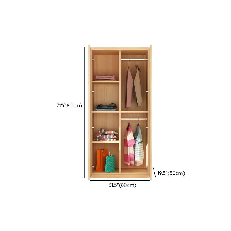 Modern Wooden Hanging Clothes Rack Natural Kid's Wardrobe for Bedroom