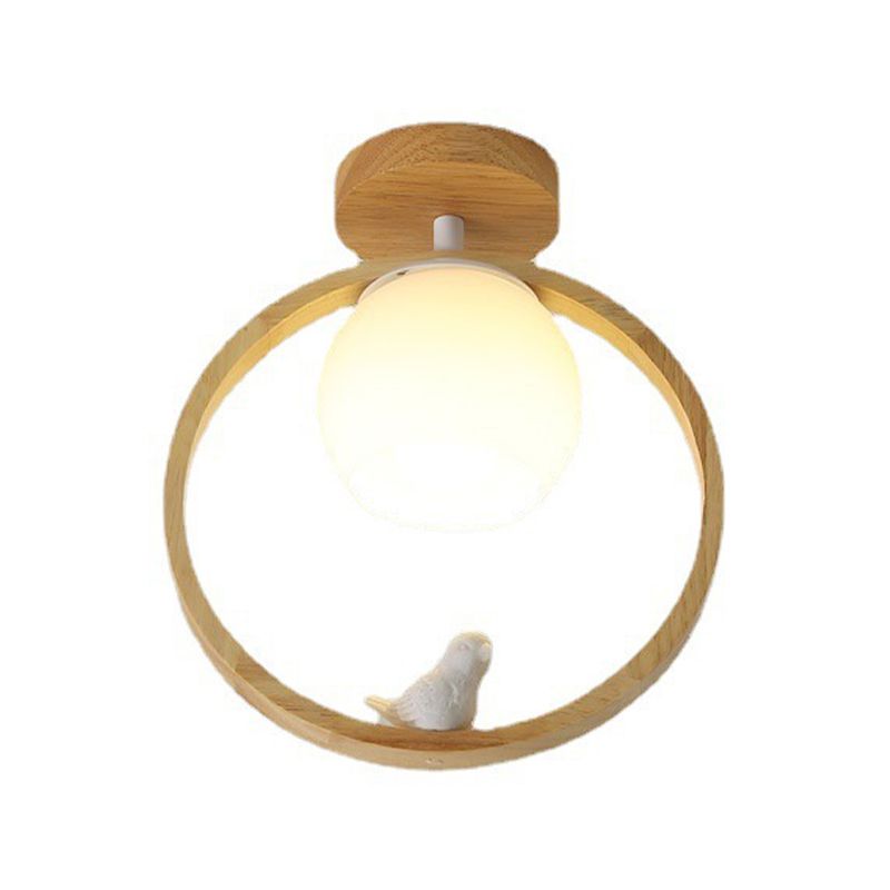 Glass Round Shape Flush Mount Light Modern Style 1 Light Flush Ceiling Light in Brown