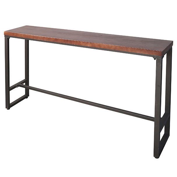 Pine Wood Bar Table Industrial Rectangle Bar Dining Table with Black Trestle Base