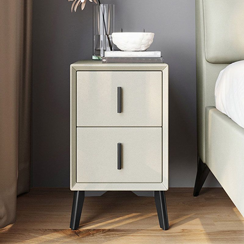 Wood Nightstand Glam 2 Drawer Night Table with Legs for Bedroom