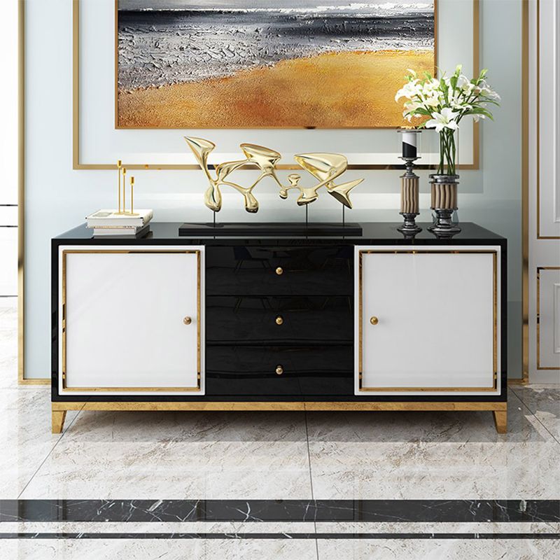 Glam Sideboard Buffet 3 Drawers and 2 Doors Cabinets Mirrored Sideboard