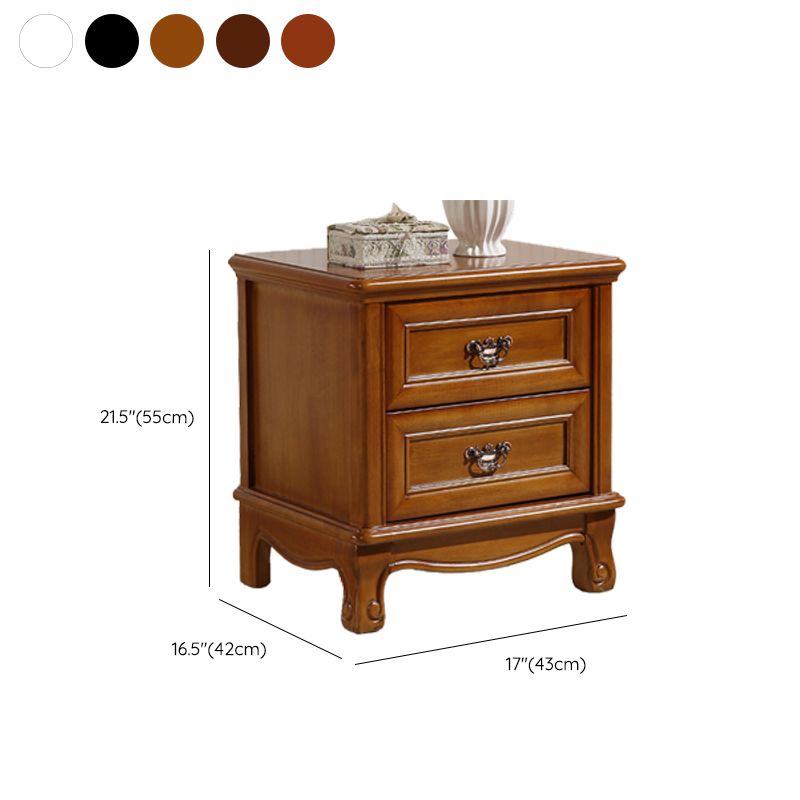 Traditional Accent Table Nightstand Antique Finish Bed Nightstand with Drawers