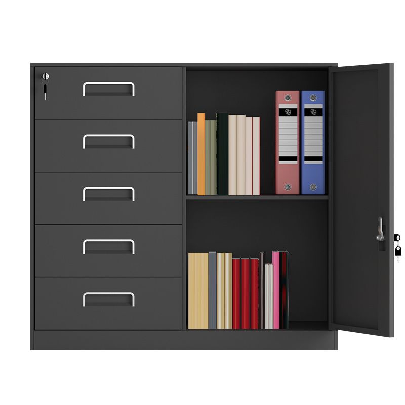 Contemporary File Cabinet Steel Frame Fire-Resistant Key Lock File Cabinet