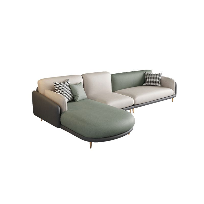 Ultra-Modern Pillow Top Arm Sofa Green and White Couch for Apartment