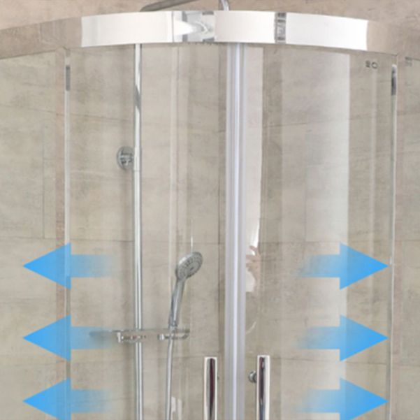 Double Sliding Round Shower Enclosure Clear with Fixed Panel