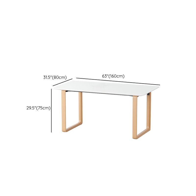 Contemporary Style Wood Office Desk Rectangular Shape Task Desk in White and Natural