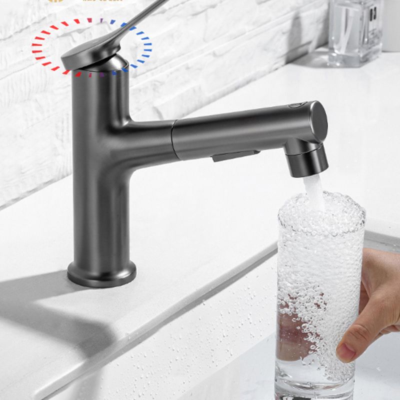 Circular Single Handle Bathroom Faucet Single Hole Vessel Sink Faucet with Swivel