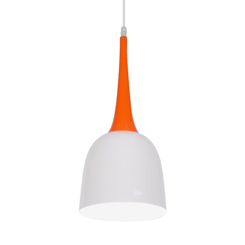 Black/White/Pink Bell Pendulum Light Macaron Iron Single Down Lighting Colgante con agarre de naranja Tapered