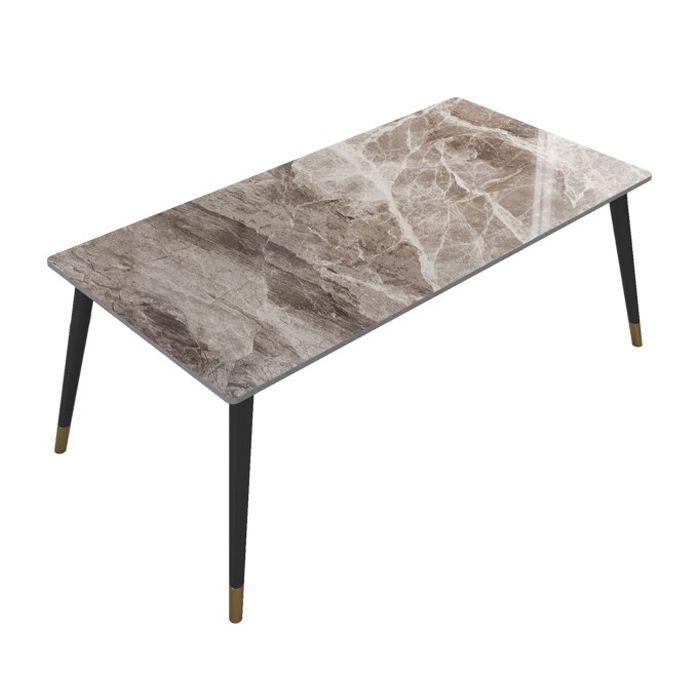 Sintered Stone Dining Table Modern Gray Dining Table with Black Frame