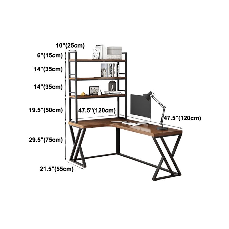 Solid Wood L-Shaped Work Table Fixed Home Office Modern Writing Desk