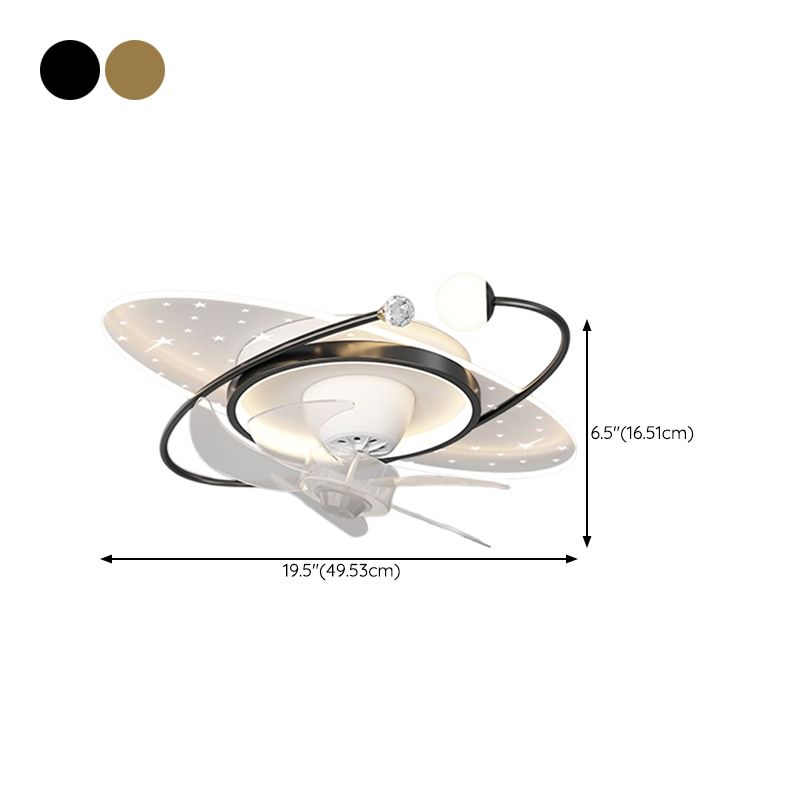 Modern LED Ceiling Fan Fixture Geometric Metal Fan Lighting with Crystal Accent