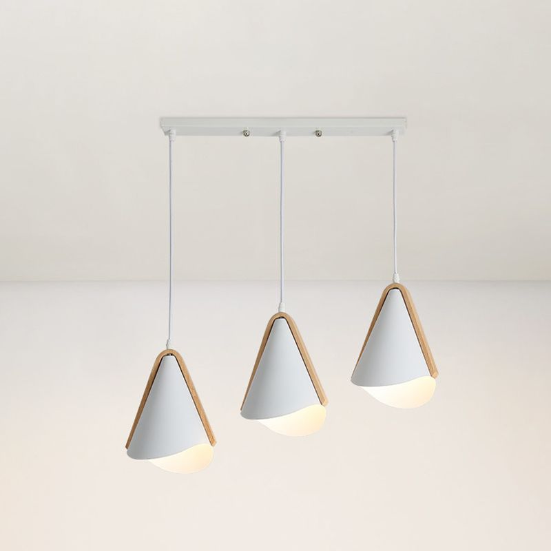 Cone Shade 3-Lights Modern Simple LED Style Hanging Ceiling Lights in White