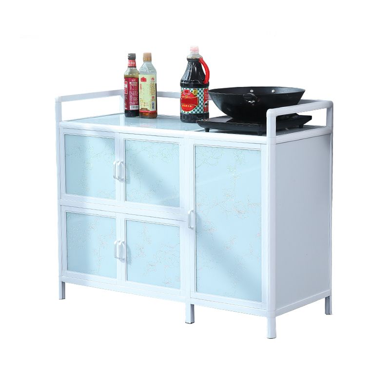 Modern Kitchen Metal Buffet/Console Cabinets Doors Dining Server in White