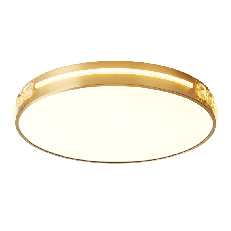 Contemporary Ceiling Lighting Circle Flush Mount Fixture in Gold for Bedroom