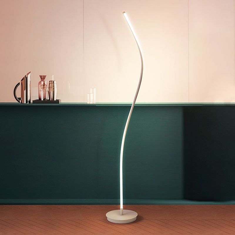 Black/White Spiral Stand Up Lamp Modernist LED Metallic Reading Floor Light for Drawing Room