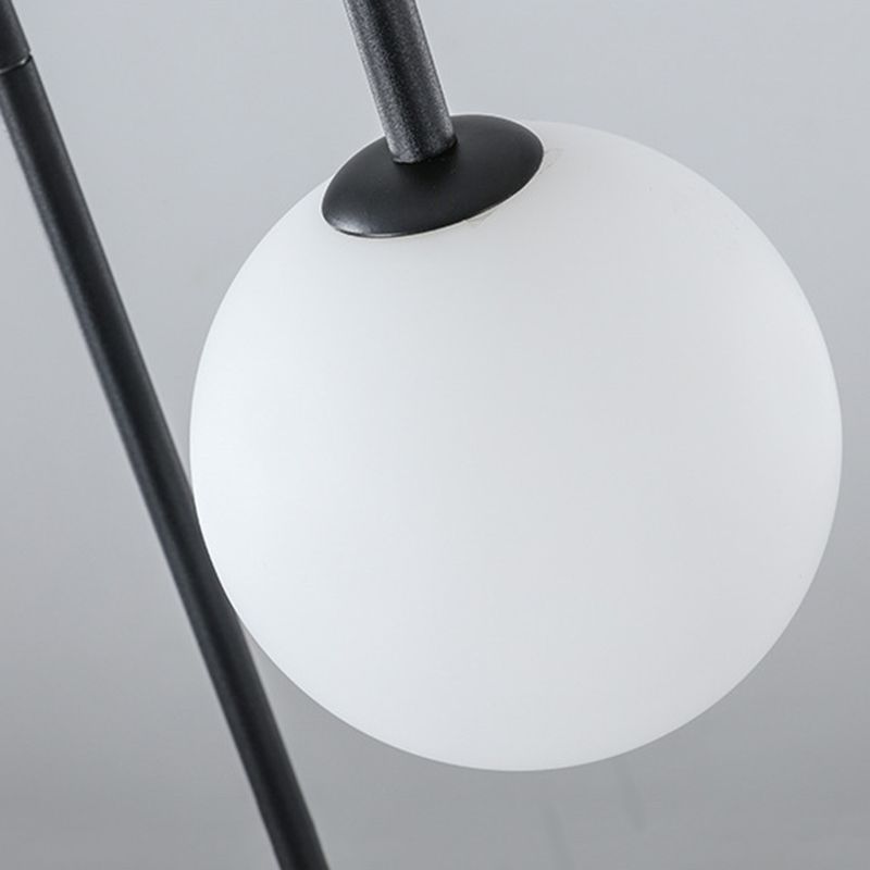 Contemporary Simple White Ball Shade Pendant Lamp Minimalism Metal Line Hanging Lamp