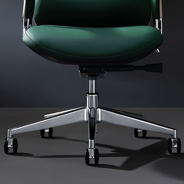 Fixed Arms Office Chair Modern Leather Adjustable Seat Height Swivel Chair with Wheels