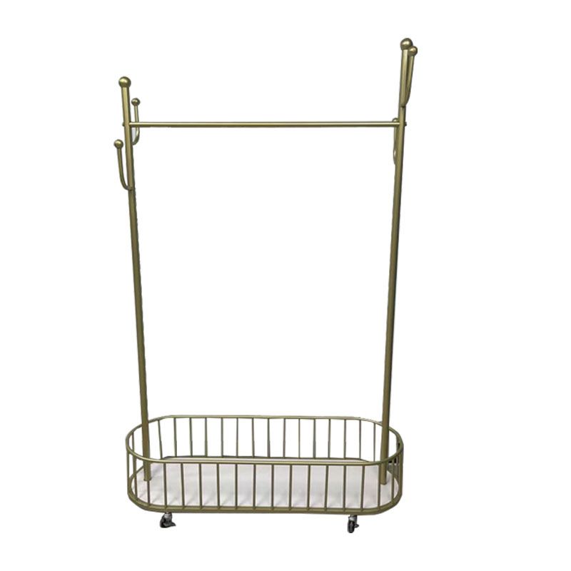 Gorgeous Plain Coat Rack Coat Hooks Basket Storage Metal Coat Rack with Castors