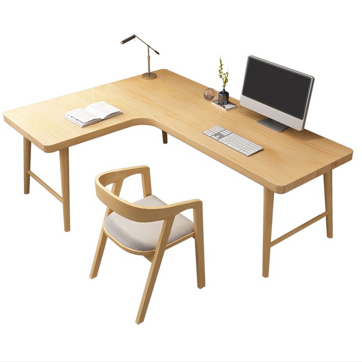 Modern Solid Wood Desk Home L-Shape Pine Material Writing Desk