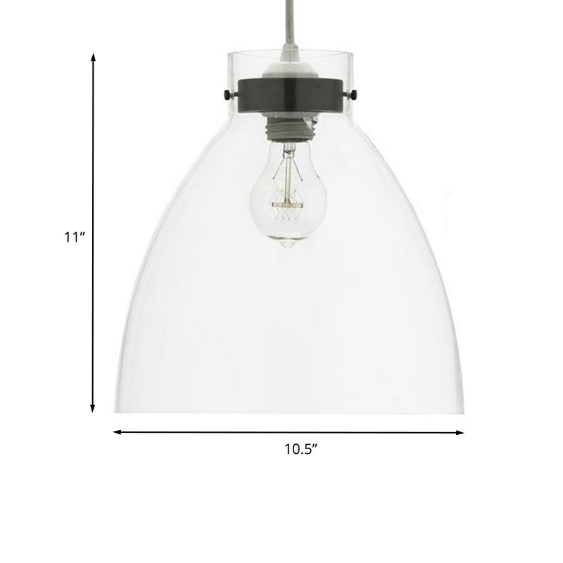 Clear Glass Domed Pendant Light One Head Simple Stylish Hanging Lamp for Dining Room