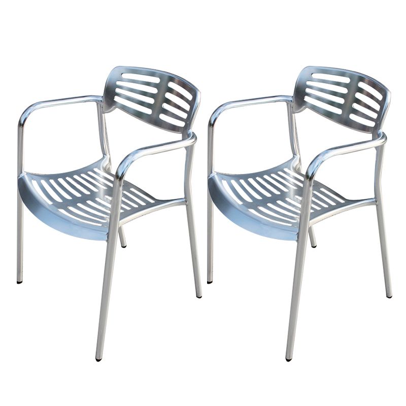 Stacking Metal Outdoors Dining Chairs with Arm Patio Dining Chair