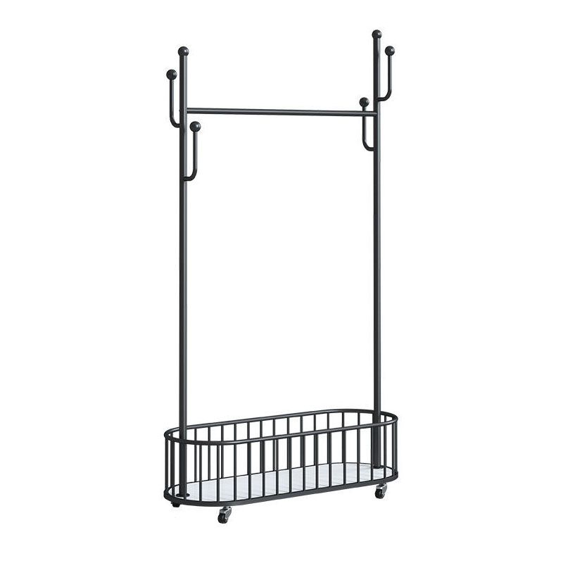 Contemporary Hall Stand Metal Hooks Shelving Included Free Standing Coat Rack