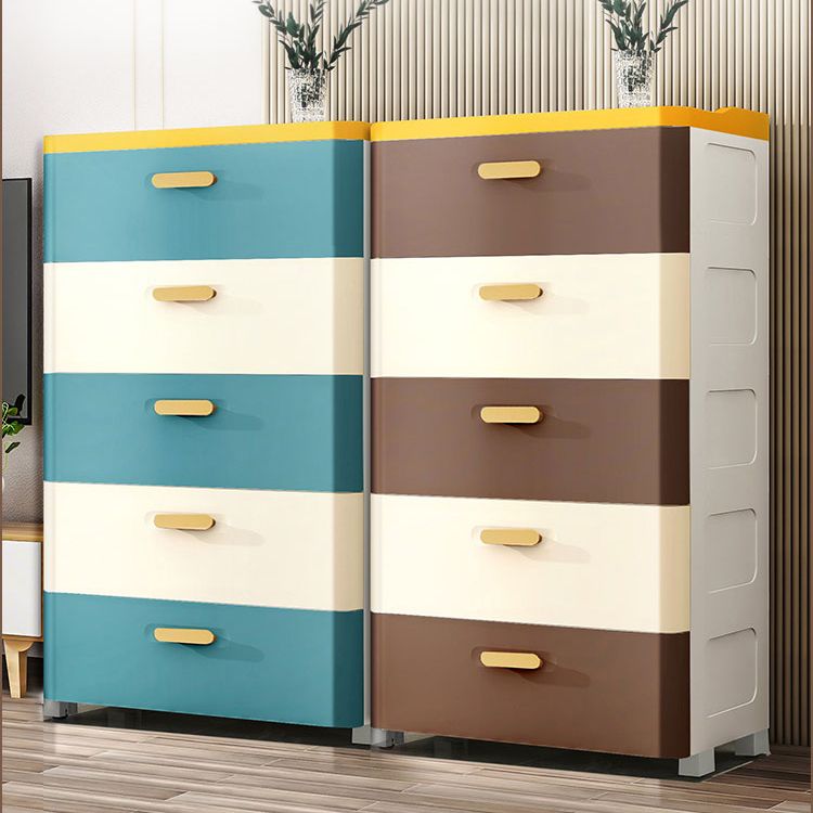 Modern Chest Nursery Dresser Plastic Kids Nightstand with 5 Drawers