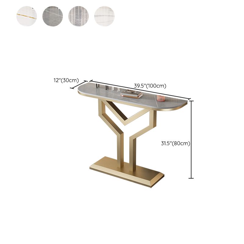 Stone Half Moon Accent Table 1-shelf 11.81" Wide Console Table