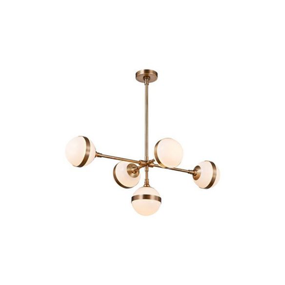 Globe Shade Chandelier Contemporary 3/5 Lights Milk Glass Hanging Light in Gold for Dining Room